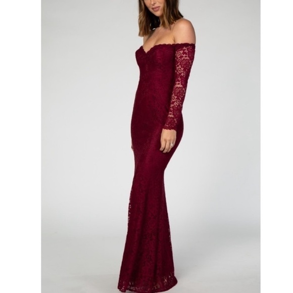 PinkBlush Lace Off Shoulder Mermaid Maxi Dress - Picture 1 of 7